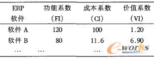 表5 ERP软件的价值系数