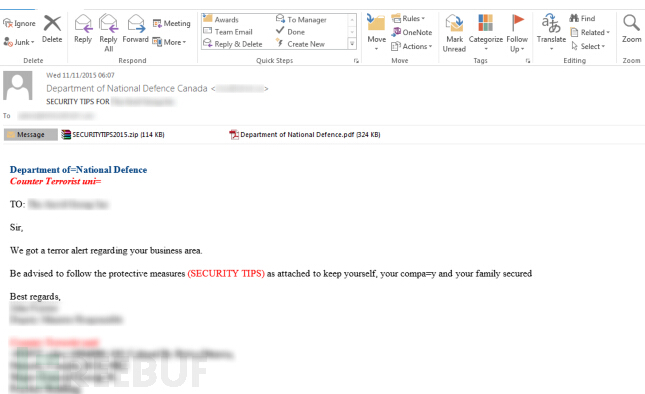 恐怖袭击警报邮件暗藏木马