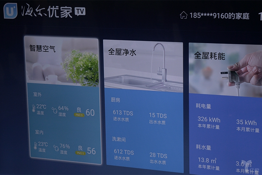 显示在电视上的屋内数据