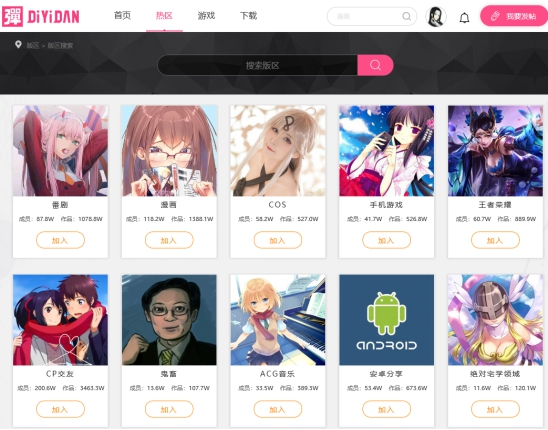 第一弹希望用社区的模式，做一个二次元的系统